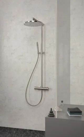 Herzbach spa ix Duschsystem thermo rund 300 bh 1118 neu, Edelstahl matt gebürstet, 17.988130.1.09 17.988130.1.09