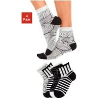 H.I.S Kurzsocken Damen Socken, schwarz weiß gemustert, kurze Form (Packung, 4-Paar, 35-38, 39-42) in unterschiedlichen Designs