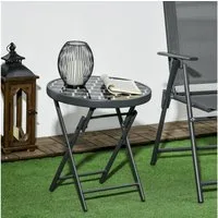 Outsunny Gartentisch Beistelltisch klappbar Klapptisch Outdoor aus gehärtetem Glas (für Garten Terrasse, 1-St., Campingtisch), Schwarz 45 x 45 x 50 cm