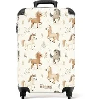 NoBoringSuitcases.com© Kinderkoffer Muster der Fohlen in den Farben beige und braun 55x35x20cm, 4 Rollen, Kinder Koffer Klein, Trolley Handgepäck, Reisekoffer