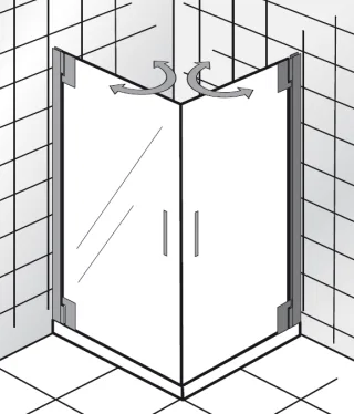 HSK K2 P Eckeinstieg 2-teilig, 2 Drehtüren 212001x