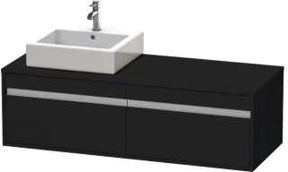 Duravit Ketho Konsolenwaschtischunterbau wandhängend Eiche Schwarz Matt 1400x550x426 mm - KT6697L161 KT6697L1616