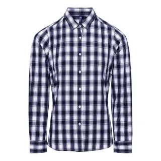 Premier - "Mulligan" Hemd für Damen Langärmlig (Weiß/Marineblau)