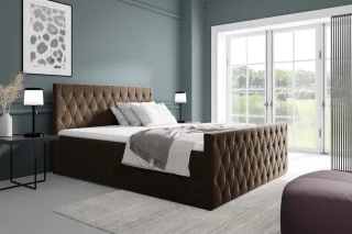 Boxspringbett Schlafzimmerbett ASHER PREMIUM 180x200cm Stoff Fresh Braun