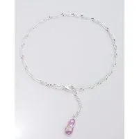 Firetti Fußkette mit Anhänger Schmuck Geschenk Silber 925 Körperschmuck Zehentrenner Singapurkette, mit Zirkonia und pinkfarbenem Lack