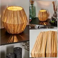 hofstein Tischleuchte moderne Boho Tischlampe aus Metall/Rattan in Schwarz/Natur, ohne Leuchtmittel, Nachttischlampe An-/Ausschalter, Lichteffekt, 1xE14, ohne Leuchtmittel