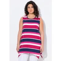 Ulla Popken T-Shirt Longtop Ringel A-Linie Rundhals ärmellos