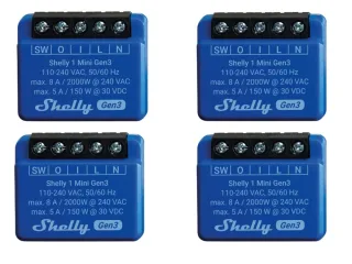 SHELLY WLAN-Schaltaktor 1 Mini Gen 3, blau, 4 Stück