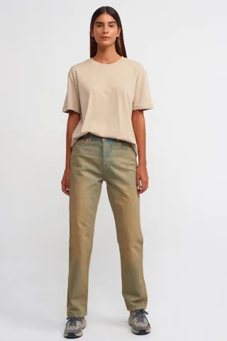 Jeans aus Baumwoll-Denim mit geradem Bein und mittlerer Taille