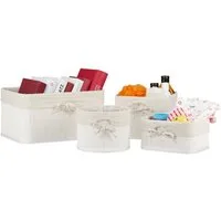 relaxdays Aufbewahrungskorb 4er Set aus Bambus