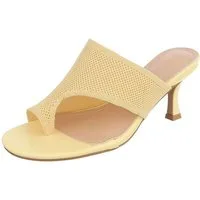 Ital-Design Damen Mule mit Absatz und offenem Design Zehentrenner (91895904) Pfennig-/Stilettoabsatz Sandalen & Sandaletten in Gelb