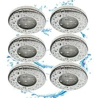 TRANGO LED Einbauleuchte, 6er Set 6729IP-068-5WAK IP44 Einbaustrahler Edelstahl Chrom inkl. 6x 5 Watt GU10 LED Leuchtmittel 3000K warmweiß & GU10 Fassung, Außen, Einbauleuchte, Badleuchte, Deckenleuchte, Deckenstrahler