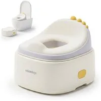 relaxdays Toilettentrainer Töpfchen 4-in-1 Dino mit Deckel, Creme