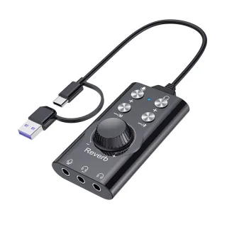 K71 USB 7.1 Surround Sound External Sound Card for PC Gaming Voice Changer with Volume Control Buttons for PS4 Mobile Ph