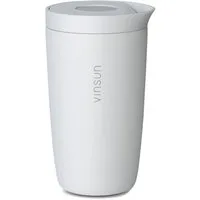 Vinsun Thermobecher Edelstahl Isolierbecher 350ml - Kaffeebecher to Go auslaufsicher, 2-tlg., Edelstahl, Doppelwandig, BPA frei, bruchfest, Einhandbedienung per Knopfdruck