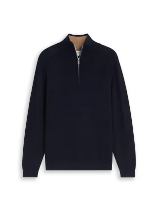 Tom Tailor - Troyer Strickpullover aus Baumwolle sky captain blue - Gr. - L