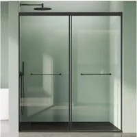 Mai & Mai Dusch-Schiebetür Duschtür Nischentür Doppelschiebetür 8 mm ESG Glas Nano Teramo67K, 100x195 cm, Sicherheitsglas, Nischentür mit Doppelschiebetür,Verstellbereich 0–30 mm