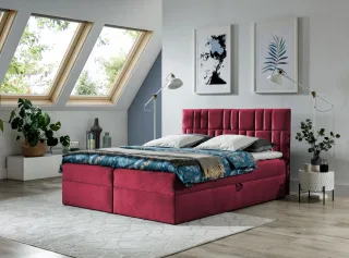 Boxspringbett Schlafzimmerbett CORTEZ 200x200cm Weinrot