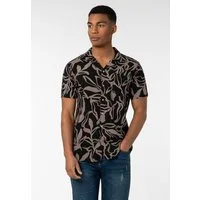Urban Surface Kurzarmhemd Herren Freizeithemd Allover-Print Tropical Flowers Freizeithemd, Kentkragen, Brusttasche