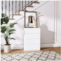 HOMCOM Kommode Schubladenschrank Sideboard mit 4 Schubladen (Beistellschrank, 1 St., Büroschrank), für Wohnzimmer, Schlafzimmer, Weiß, 55 x 33 x 80 cm