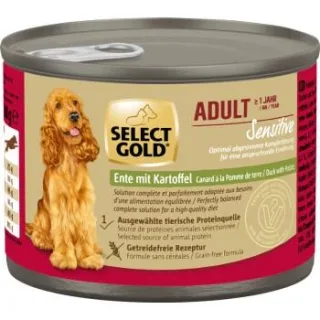 SELECT GOLD Nassfutter Hund Sensitive Adult Ente mit Kartoffel 24x200 g