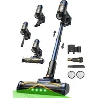 Vactidy Akku-Hand-und Stielstaubsauger V12 akkustaubsauger,70000PA/600 W/Saugen & Wischen gleichzeitig, 600 W, beutellos, Abnehmbarer Akku,V-förmige Antiwickelbürste,LED,Abschaltsog-Funktion