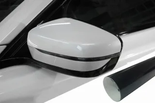 PREMIUM Spiegel Spiegelgehäuse Kappe Design Folie Schwarz Glanz viele Fahrzeuge