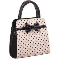 Banned Handtasche Carla Polka Dot Creme, Vintage Kunstleder Zierschleife