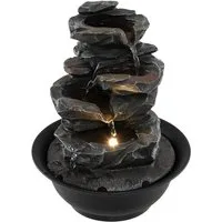 COSTWAY Zimmerbrunnen, Wasserbecken BxT: 21.5x21.5 cm, Tischbrunnen mit LED Beleuchtung & Pumpe