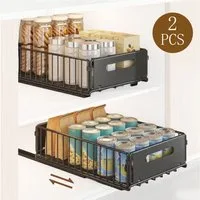 SURFOU Küchenorganizer-Set 2 Stück Teleskopschublade Erweiterbar Ausziehbare für Küchenschränke, (Kein Bohren und Nageln), Schubladen-Aufbewahrungsregale Schubladenregale Herausschieben