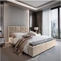 Masseno Polsterbett LIMENA 200x200 cm beige (mit Bettkasten und Lattenrost)