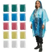 relaxdays Regenponcho Einweg Regenponcho 15er Set bunt