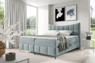 Boxspringbett Schlafzimmerbett CHARLES 140x200cm Stoff Aragon Sky