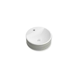 Hewi DUO Waschtisch 950.11.001KF Ø 42,6 cm, glänzend, Aufsatz, zweifarbig, 1 Hahnloch, ohne Überlauf, weiß-grau