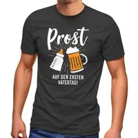 MoonWorks Print-Shirt Herren T-Shirt Geschenk Prost zum ersten Vatertag Papa Spruch lustig mit Print