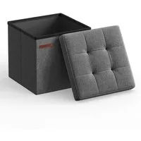 SONGMICS Sitzhocker kleine klappbare Sitzbank, für Wohnzimmer Schlafzimmer Schlafsaal (1 St), mit Stauraum, 30 x 30 x 30 cm, Aufbewahrungsbox, bis 130 kg belastbar
