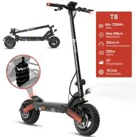 ZWHEEL E-Scooter 10 Zoll klappbarer E-roller mit ABE, 48V 720 Wh, max. 80km, 500 W, 20 km/h, (mit Blinker, 4 Stoßdämpfer, mit Straßenzulassung), Offroad-Reifen, Doppelfederung & Scheibenbremse mit Abschaltung