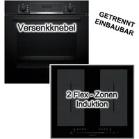 BOSCH Backofen-Set Backofen 3DHeißluft Hydrolyse+ Wolkenstein Induktionsfeld Booster Flex, Hydrolyse