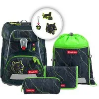 Step by Step Schulranzen Schulranzen-Set FIT Danger Cat Chiko 5-teilig (5-teilig), ab 1. Klasse, ergonomisch, Easy-Grow-System
