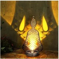 GLOBO LIGHTING LED Solarleuchte, LED-Leuchtmittel fest verbaut, Warmweiß, Garten Deko draußen Figuren Solar Buddha Solarlampen für außen