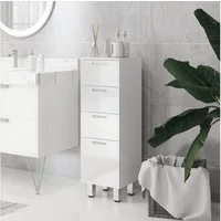 Kleankin Badkommode Badezimmerschrank (Badezimmer-Aufbewahrungsschrank, 1 St., mit Schublade, verstellbare Füße), 30 x 30 x 93 cm, Weiß