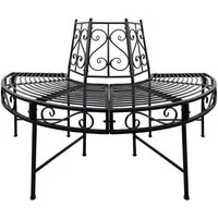 DEMA Gartenbank Baumbank / Gartenbank Portland, Metall, schwarz, Ø125cm, bis 150kg