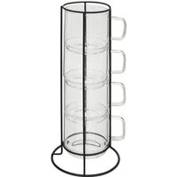 Secret de Gourmet Becher Kaffeetassen aus Glas auf Ständer GLASS, 300 ml, Glas