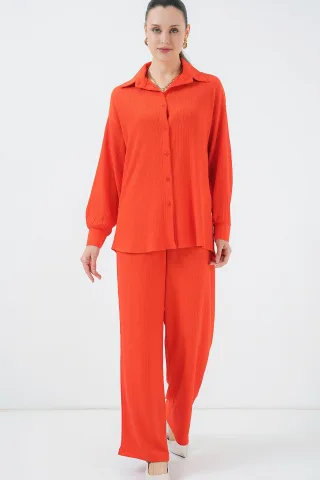 Strukturiertes Langarm-Strickshirt und -Hose Gestricktes Ko-Ord-Set