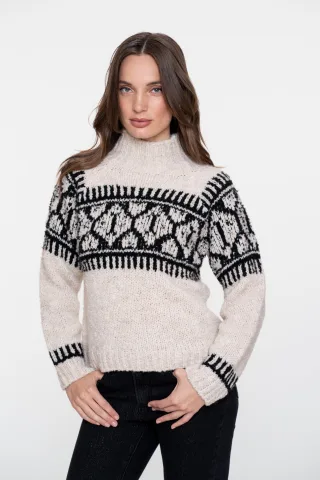 Geisha Fashion Women - Pullover nordic sand/black - Gr. - XXXL