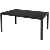 INDA-Exclusiv Küchentisch Großer Non-Wood Gartentisch 180x90cm aus Aluminium anthrazit / schwarz