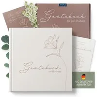 Amari Poesiealbum Hochzeit Gästebuch mit Fragen zum Ausfüllen zur Hochzeit, Made in Germany, Edles Hardcover, Hochwertiges Papier