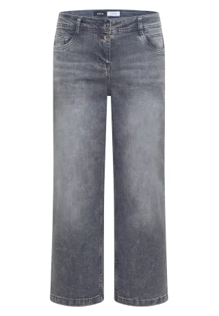 CECIL - 7/8 High Waist Wide Leg Jeans im Loose Fit mid grey used wash - Gr. - 7