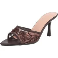 Ital-Design Damen High Heel Mule mit Stickerei & Perlen Pantolette (92214426) Pfennig-/Stilettoabsatz Sandalen & Sandaletten in Braun