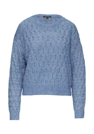 comma - Zopfstrickpullover blau - Gr. - L